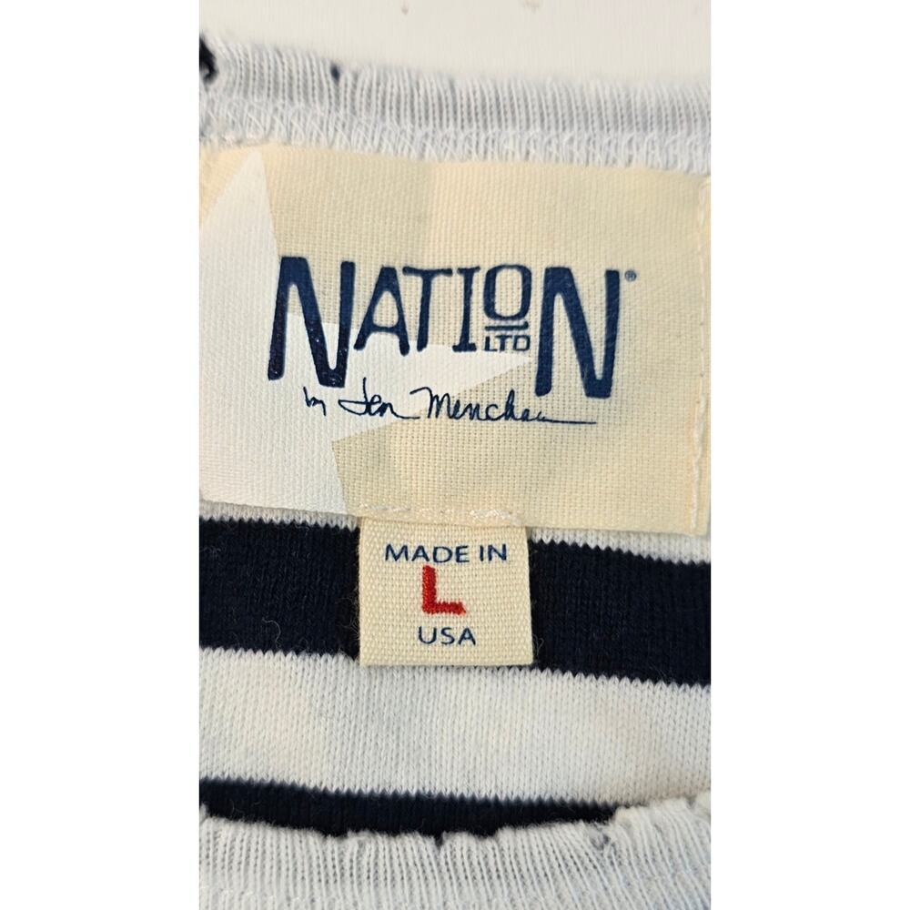 USA made Jen menchaca nation dk navy white striped sundress comfort slub Large - Picture 5 of 7